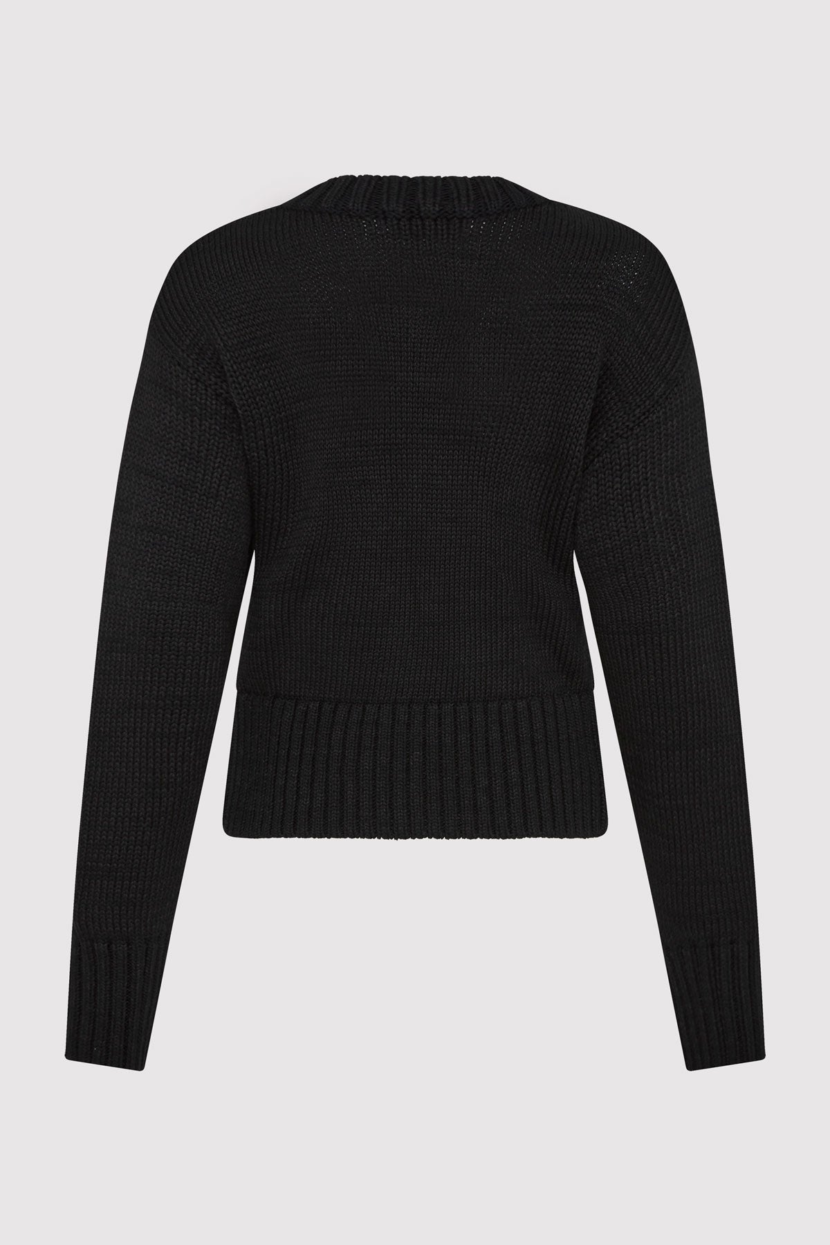 Linen Silk Blend Jumper - Black