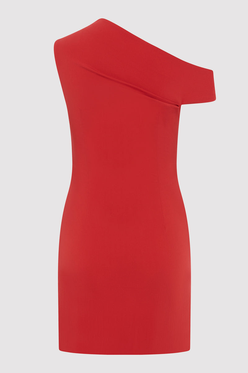 Soft Sculptural Mini Dress - Rosso