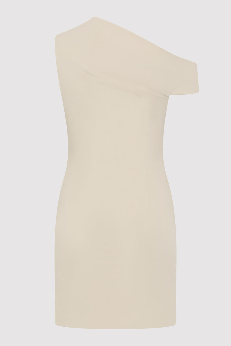 Soft Sculptural Mini Dress - Creme