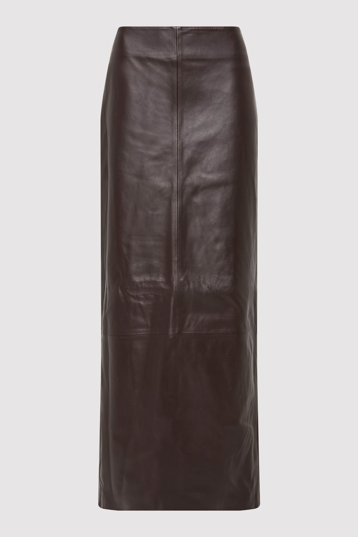 Leather Column Skirt - Chocolate