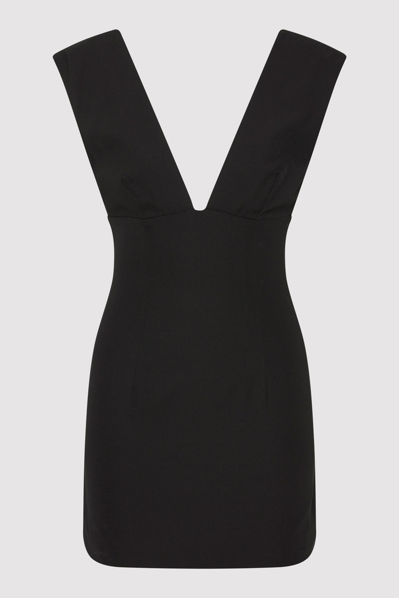 Plunge Mini Dress - Black