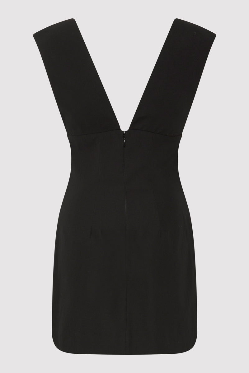 Plunge Mini Dress - Black