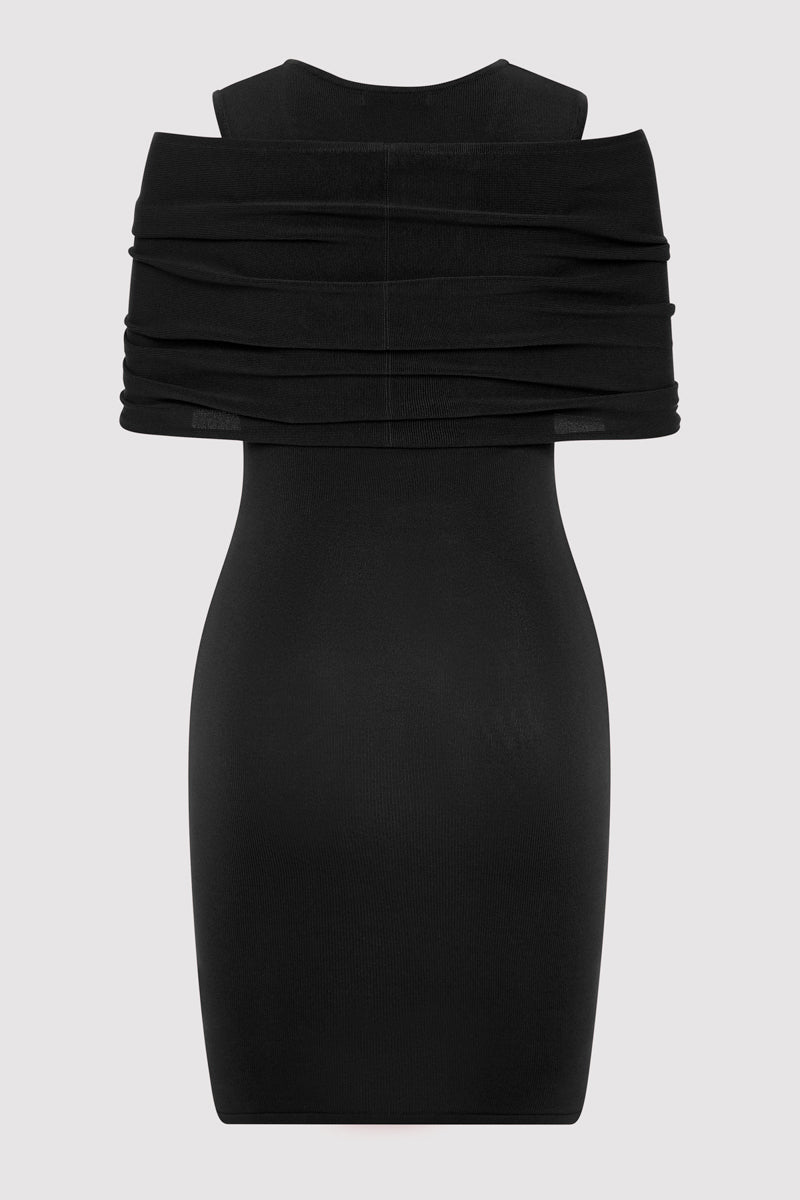 Detachable Layer Knit Dress - Black