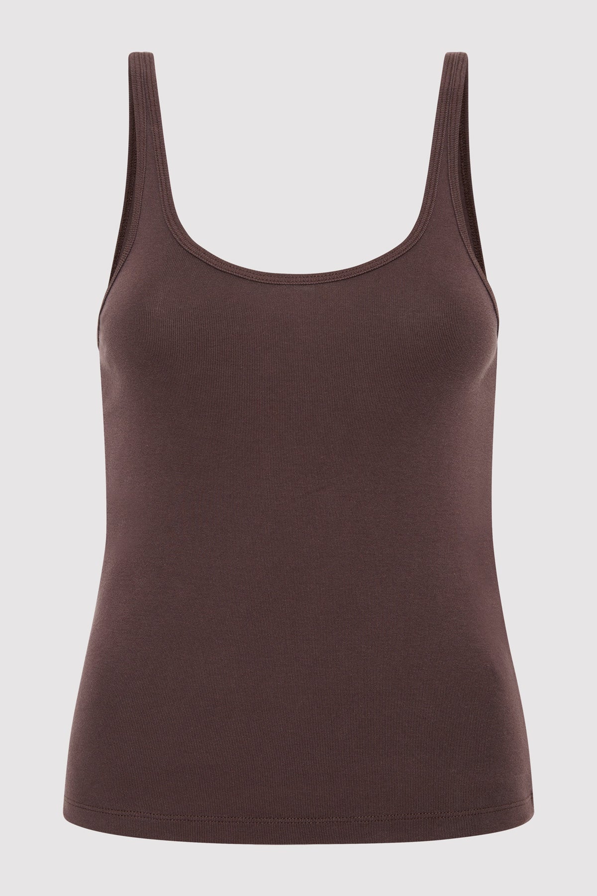 Organic Cotton Slim Scoop Tank - Raisin