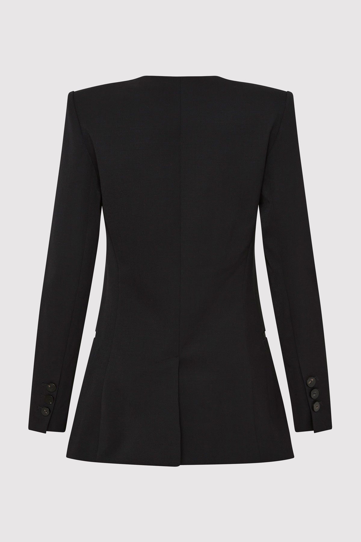Raw Edge Collarless Blazer - Black