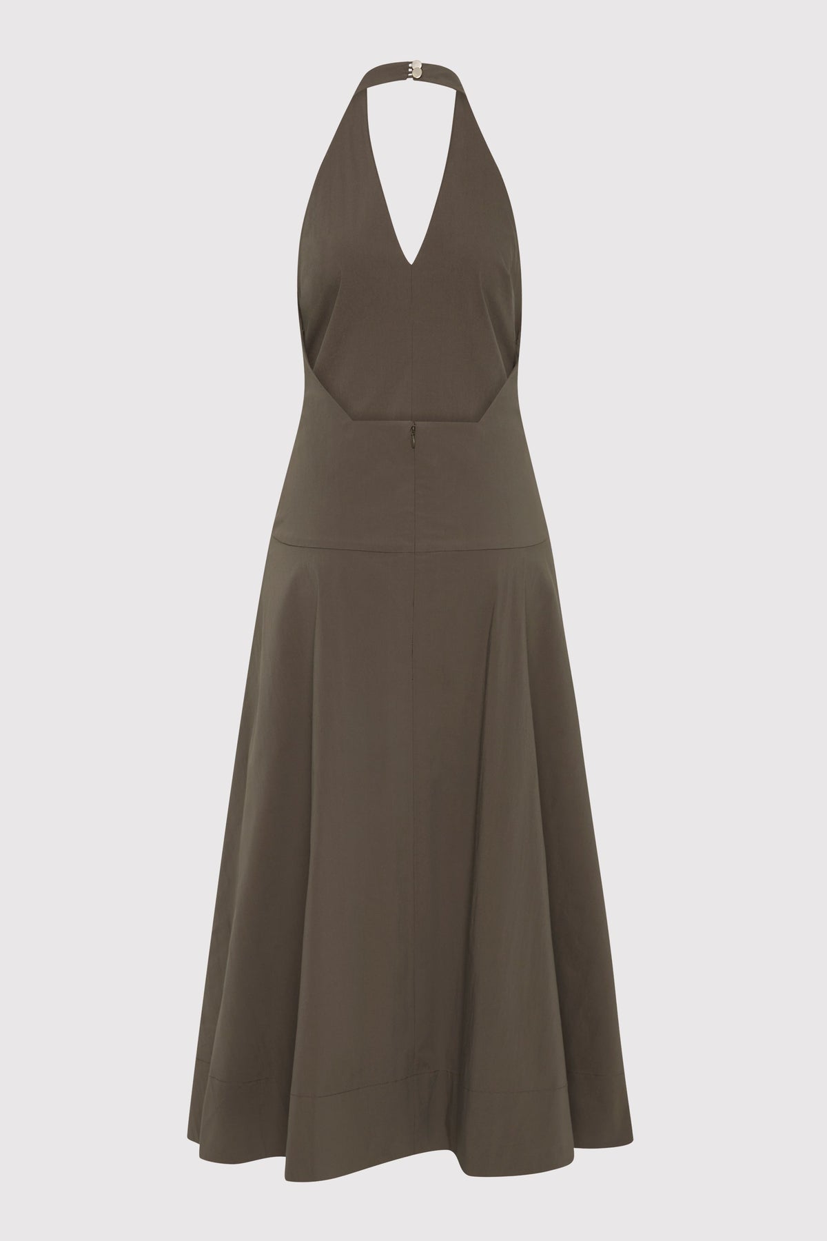 Halter Plunge Dress - Khaki