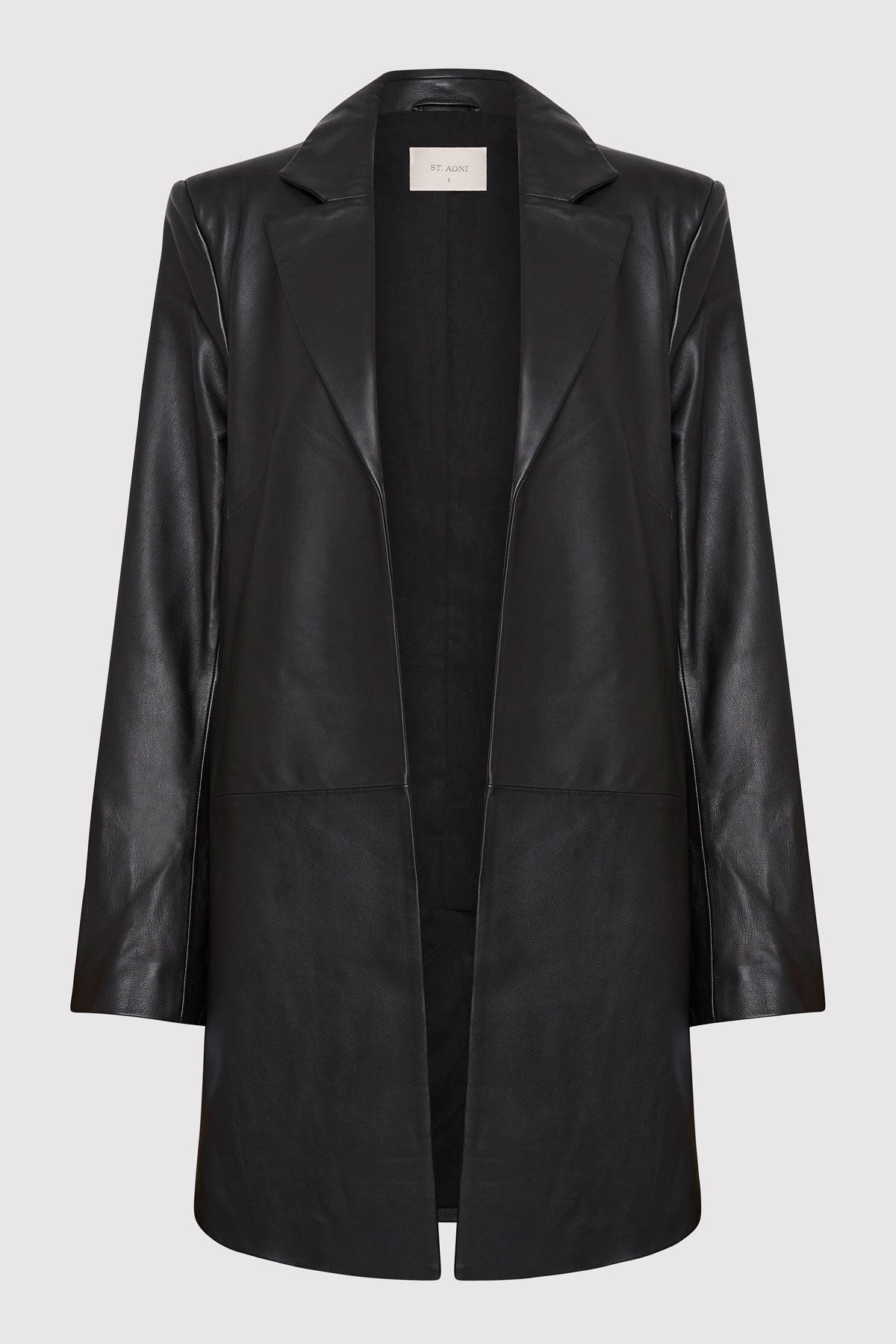 Leather Longline Jacket - Black
