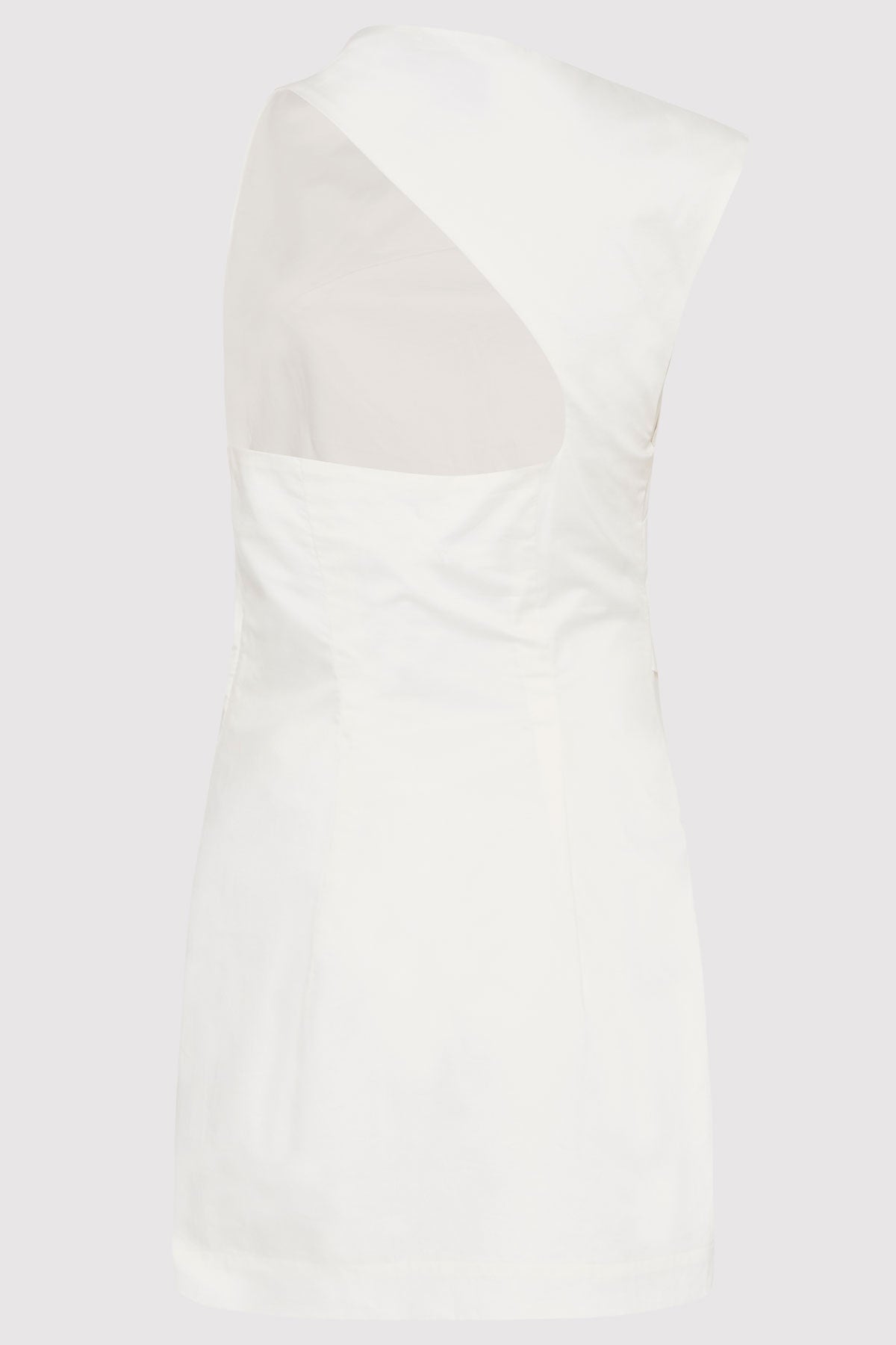 Asymmetric Tuck Mini Dress - White