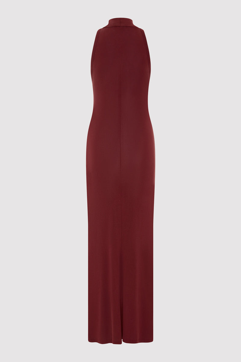 Racer Back Jersey Maxi Dress - Currant