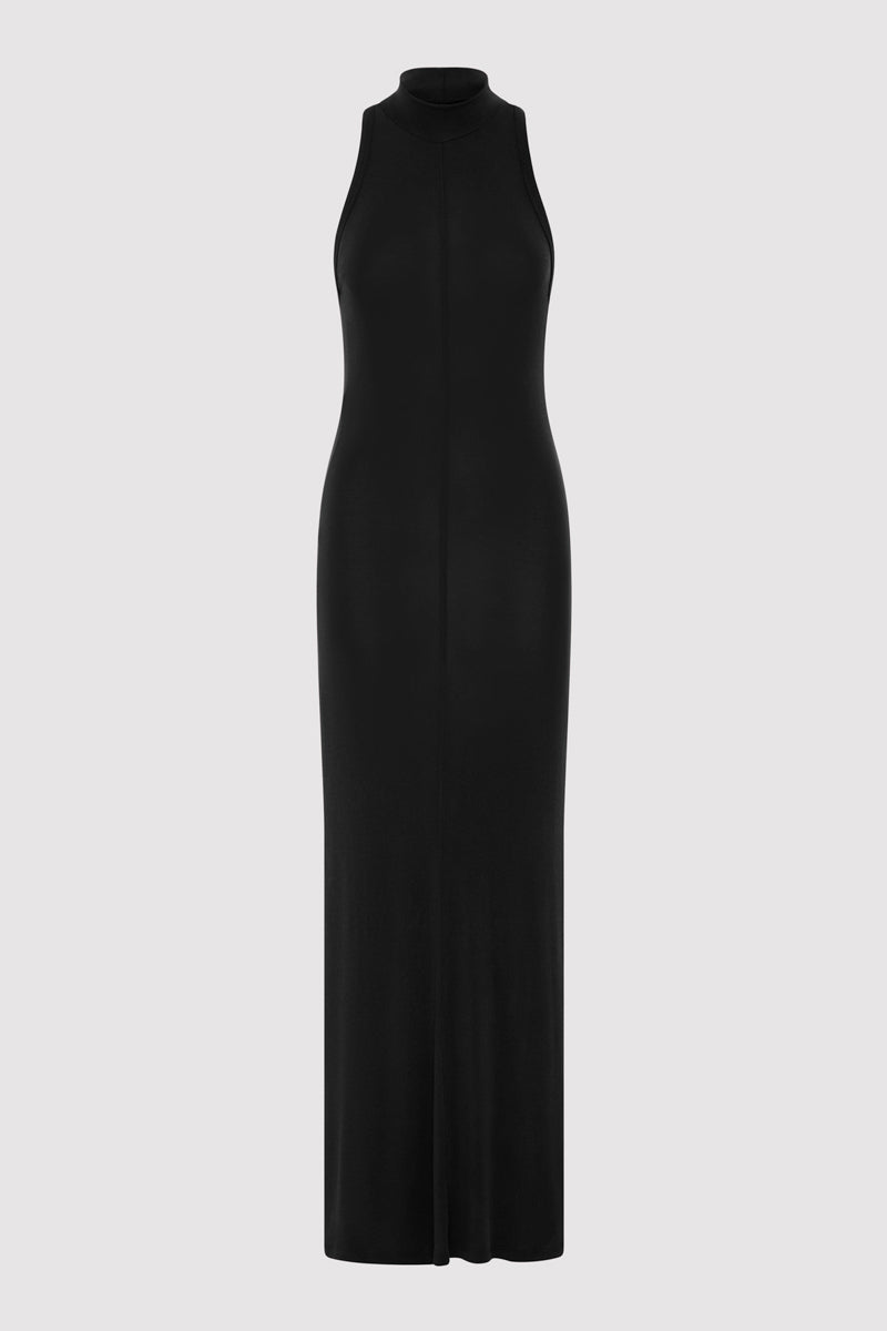 Racer Back Jersey Maxi Dress - Black