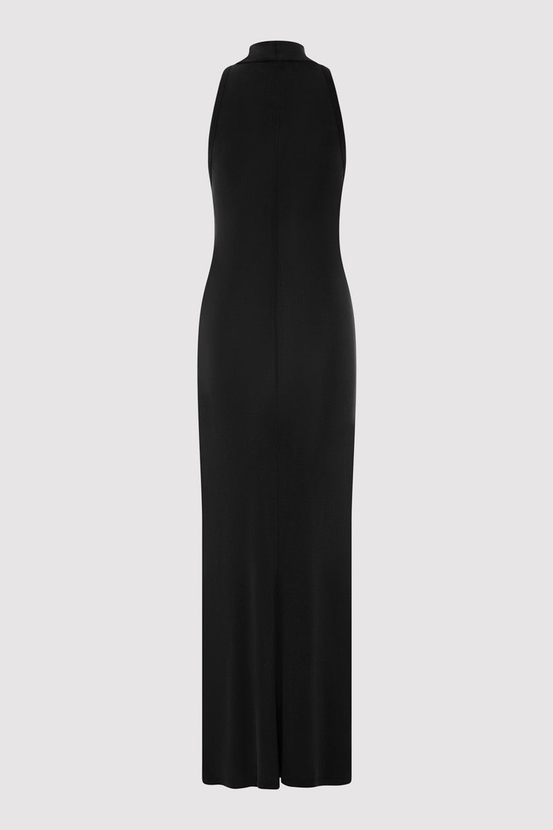 Racer Back Jersey Maxi Dress - Black