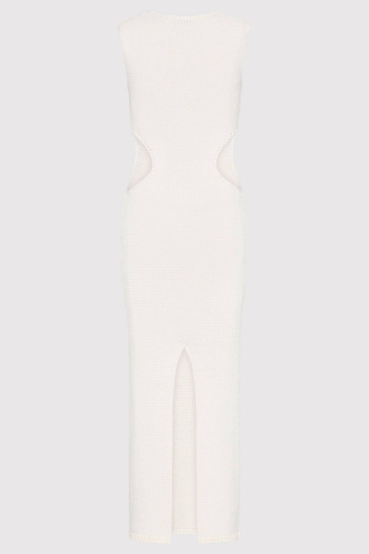 Linen Silk Blend Cut Out Dress - Salt