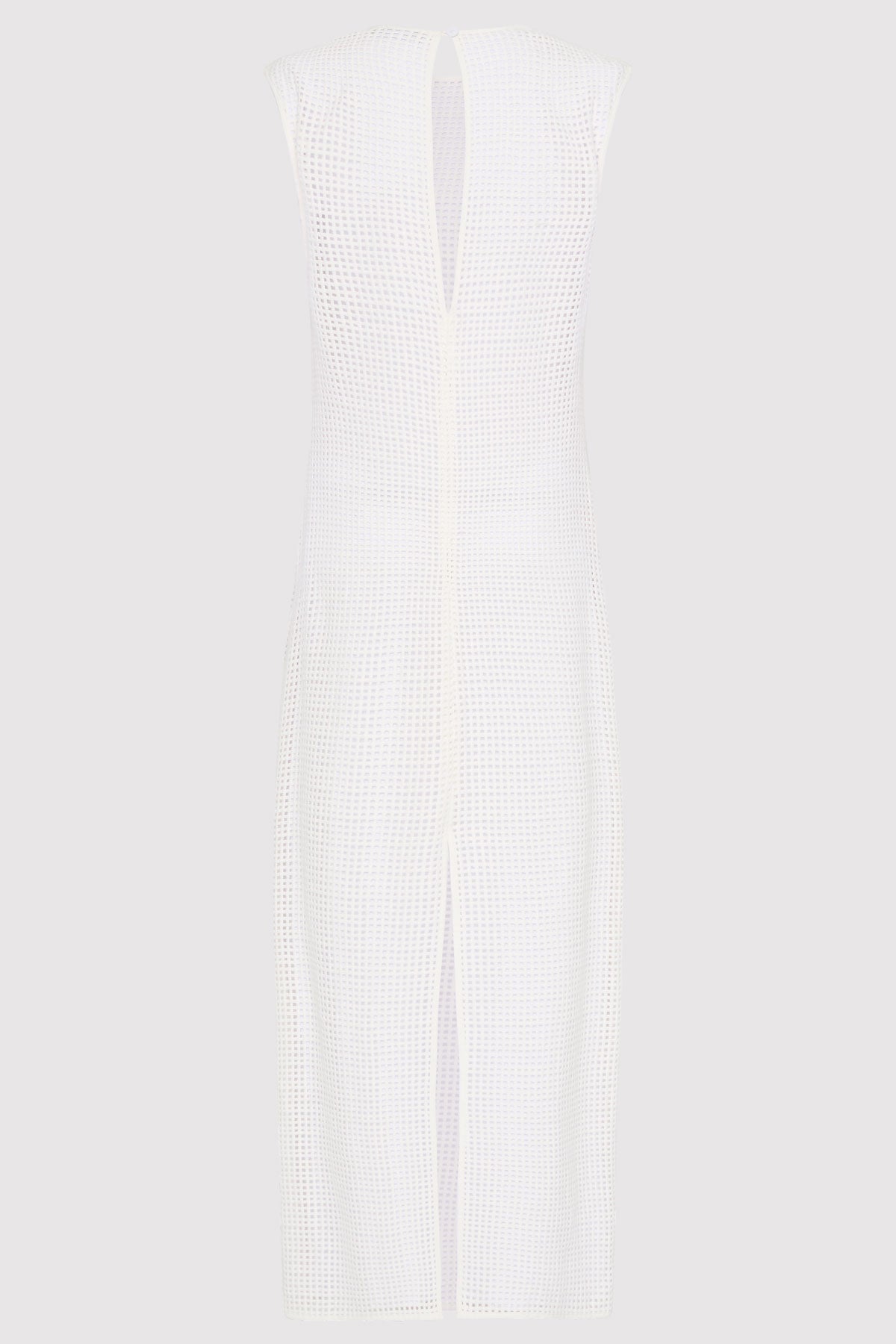Cotton Grid Dress - White