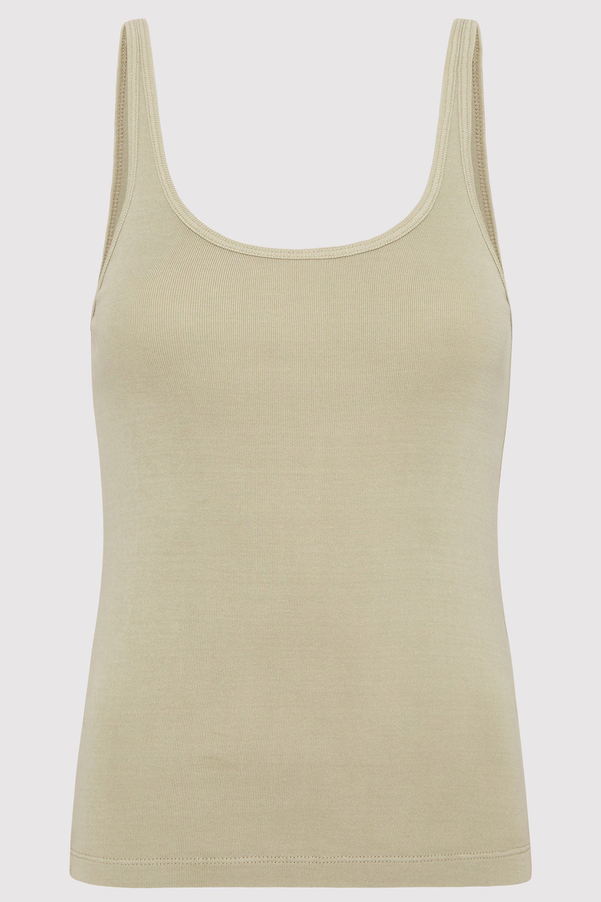 Organic Cotton Slim Scoop Tank - Moss Grey