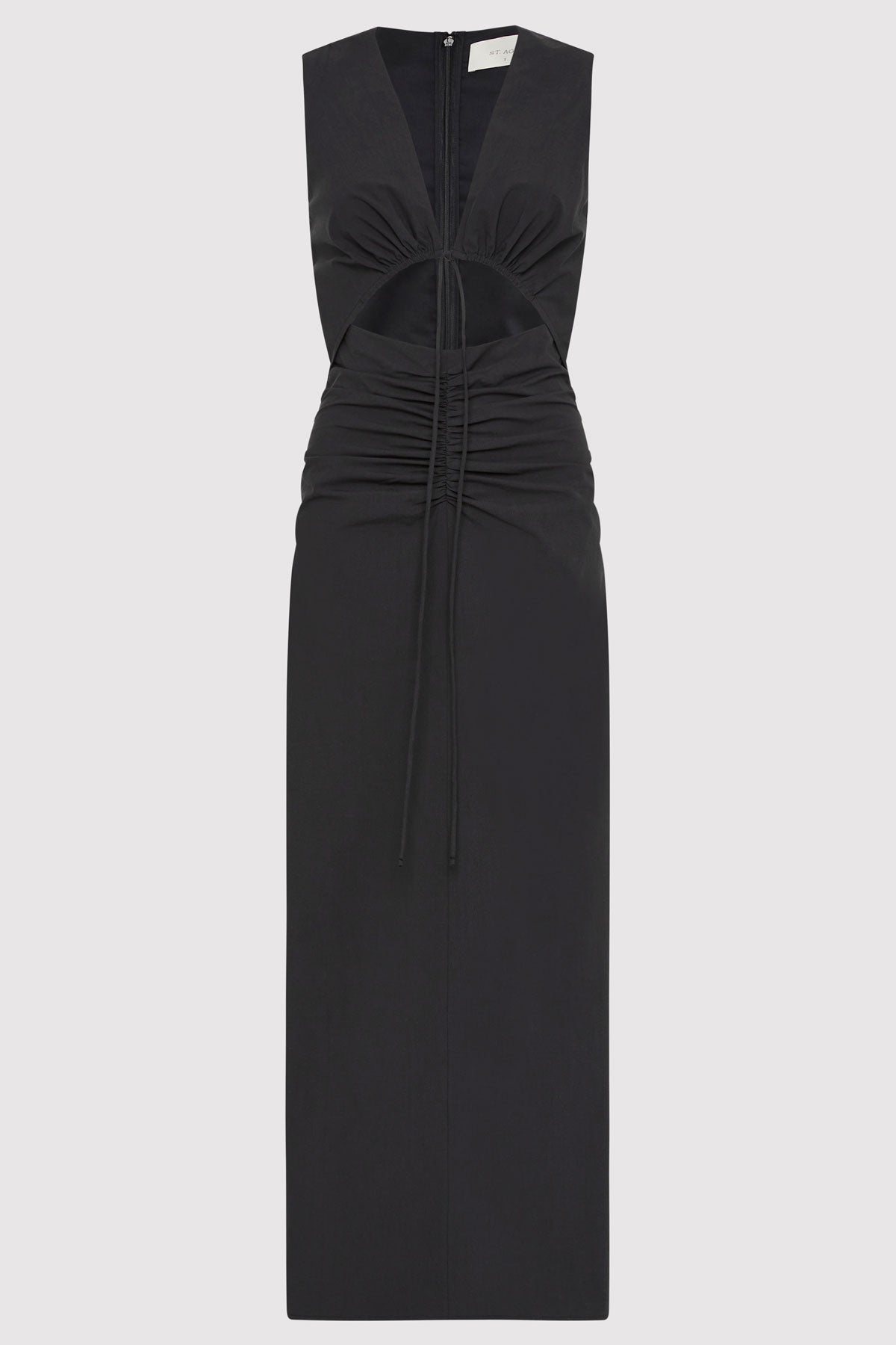 Cotton Gathered Dress - Black