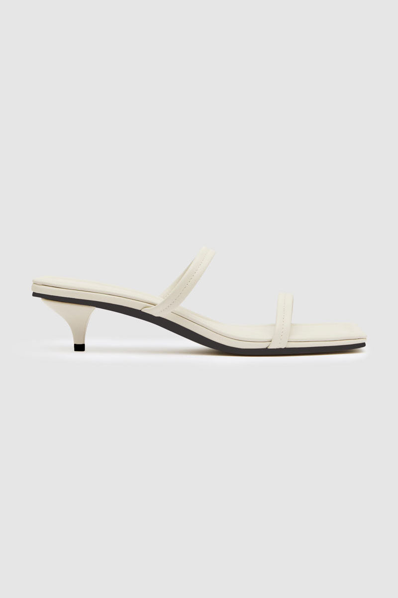 Fine Strap Kitten Heel - Creme
