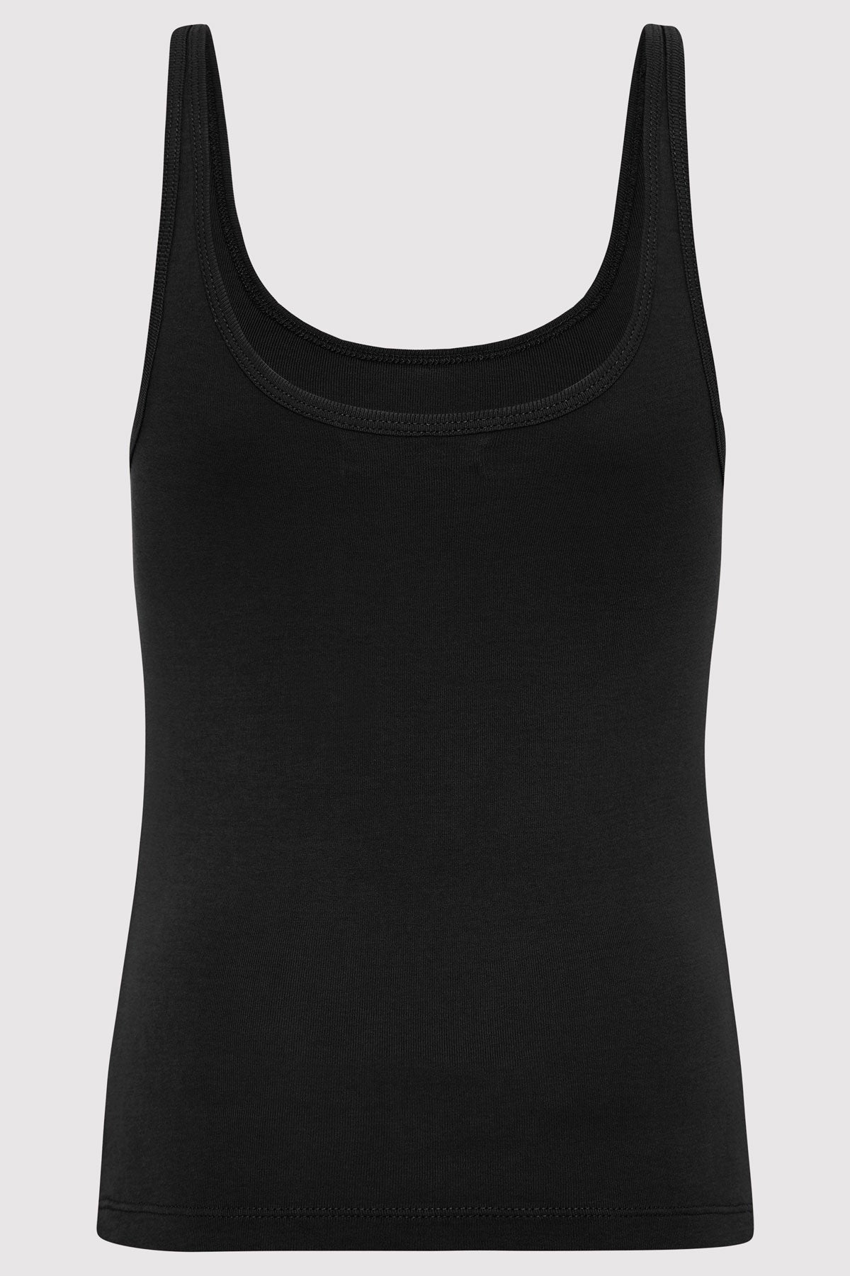 Organic Cotton Slim Scoop Tank - Black