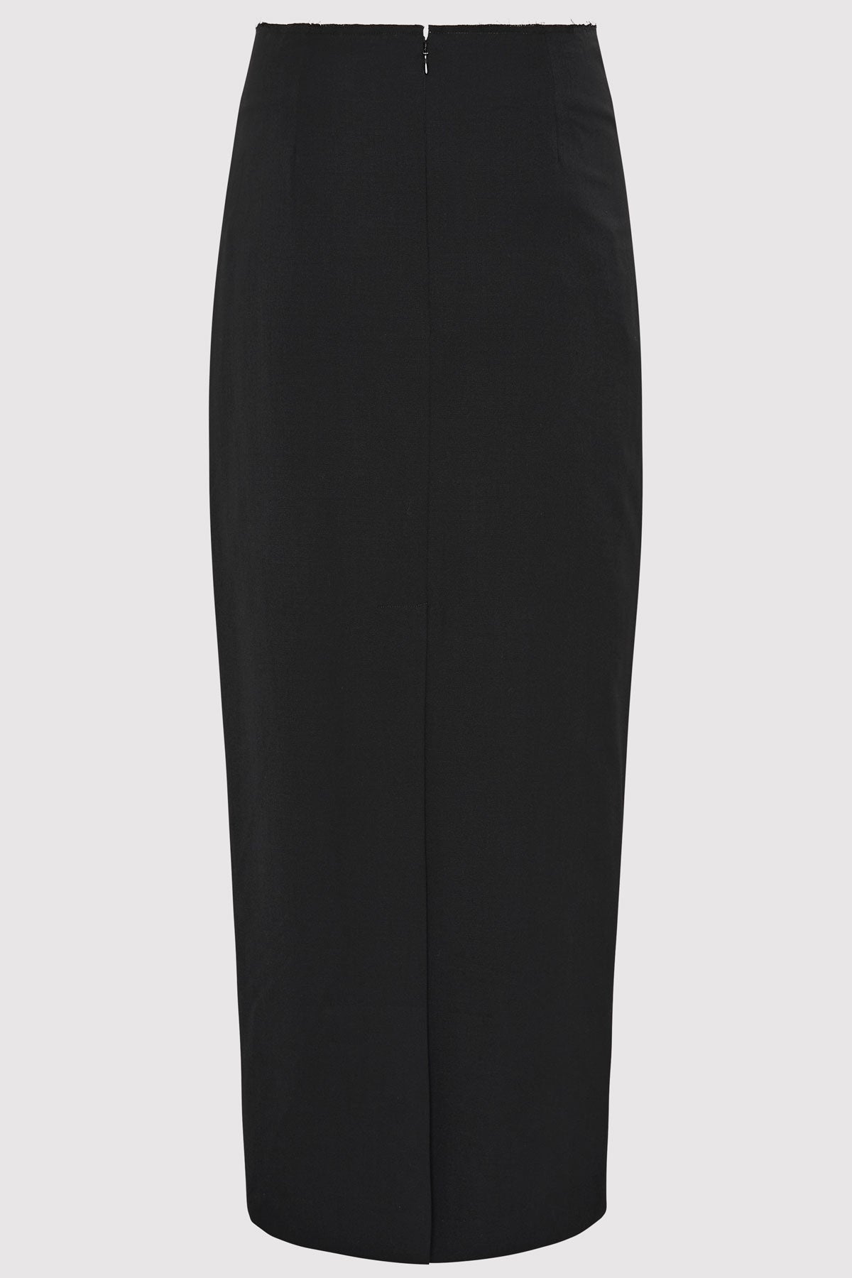 Raw Edge Column Maxi Skirt - Black