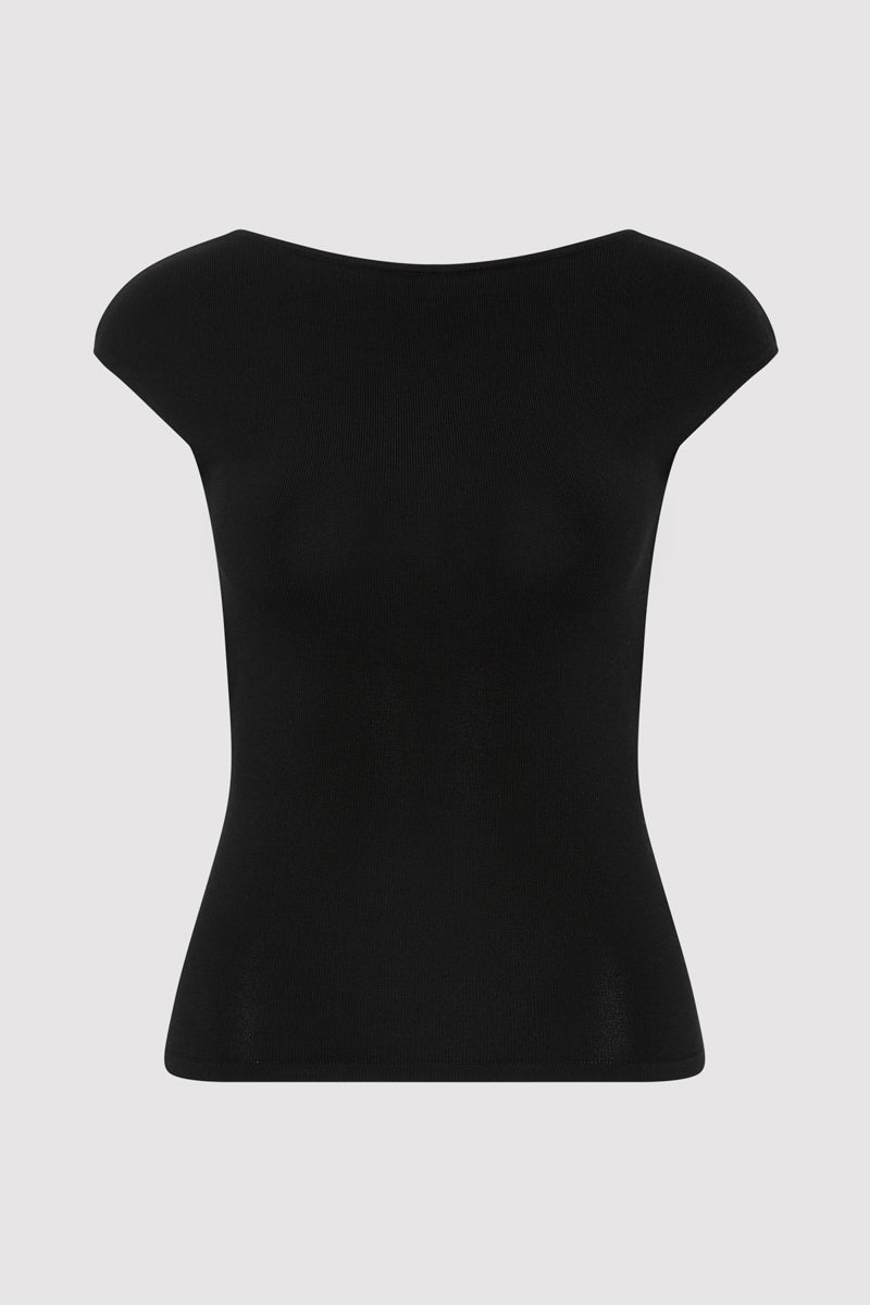 Sculpted Ballet Knit Top - Black