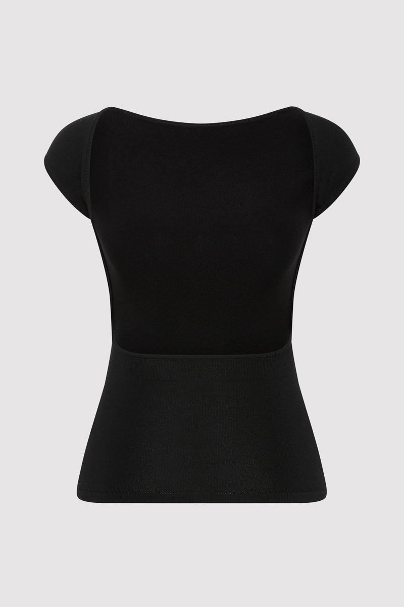 Sculpted Ballet Knit Top - Black