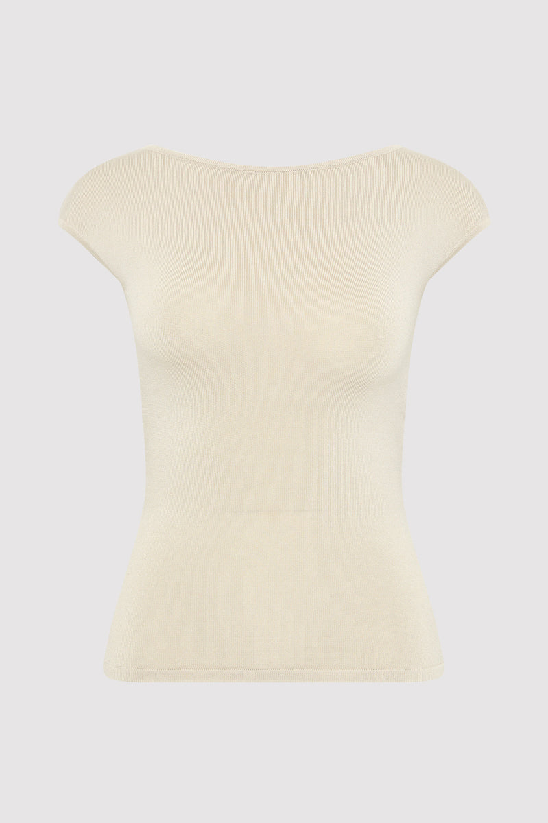 Sculpted Ballet Knit Top - Creme