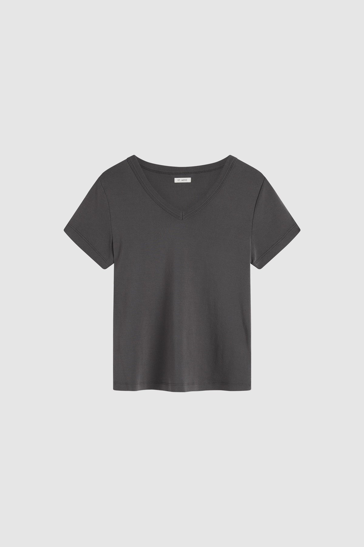 Organic Cotton V Neck Tee - Soot