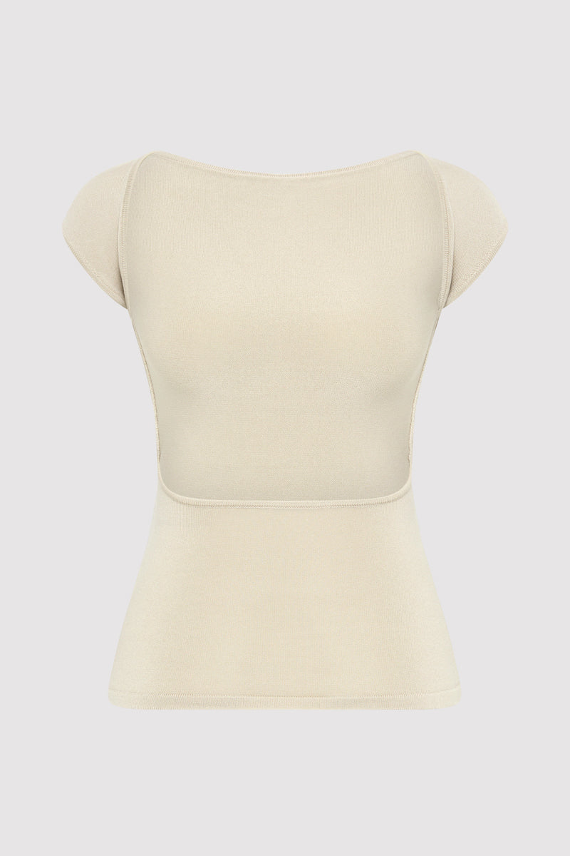 Sculpted Ballet Knit Top - Creme