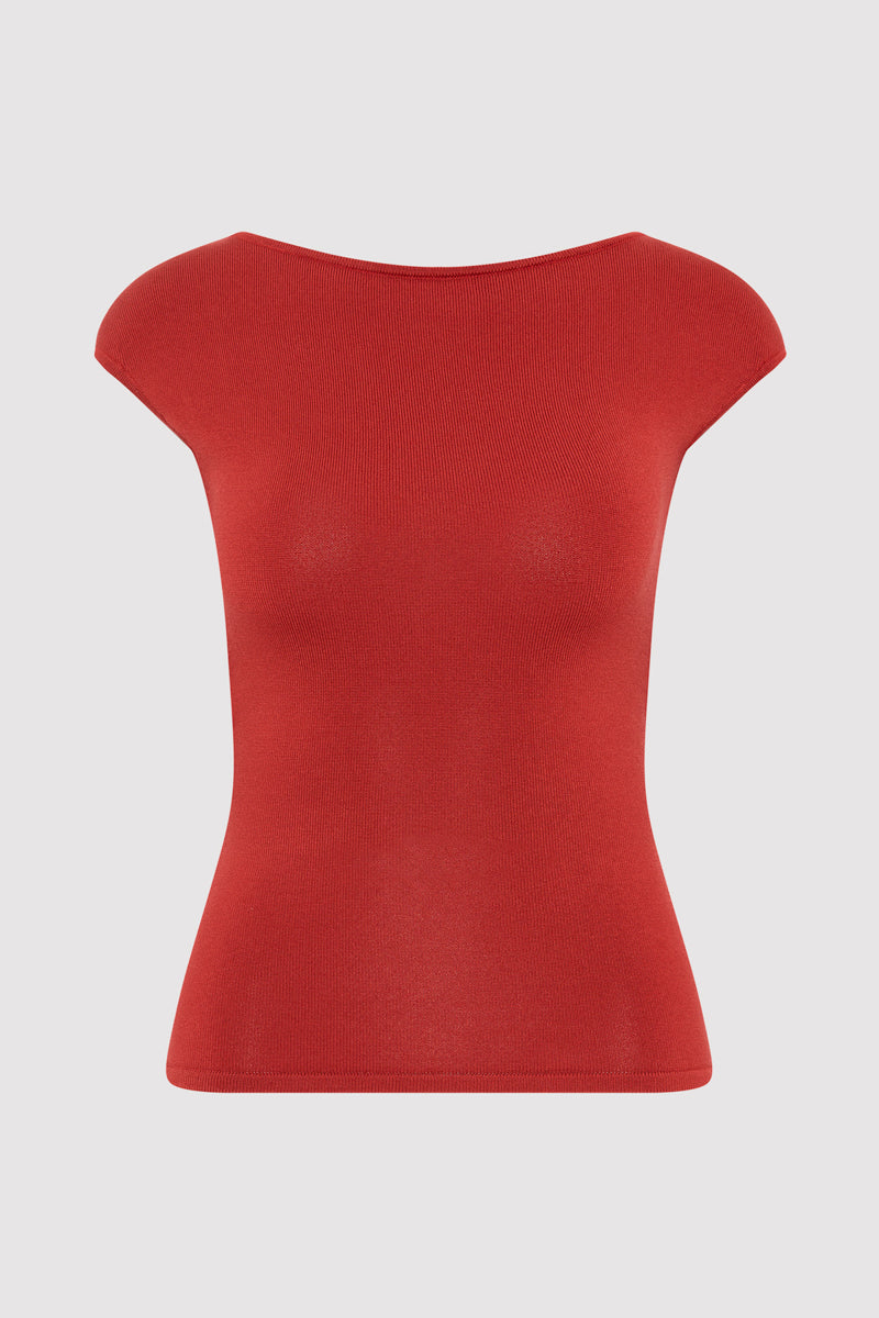 Sculpted Ballet Knit Top - Rosso
