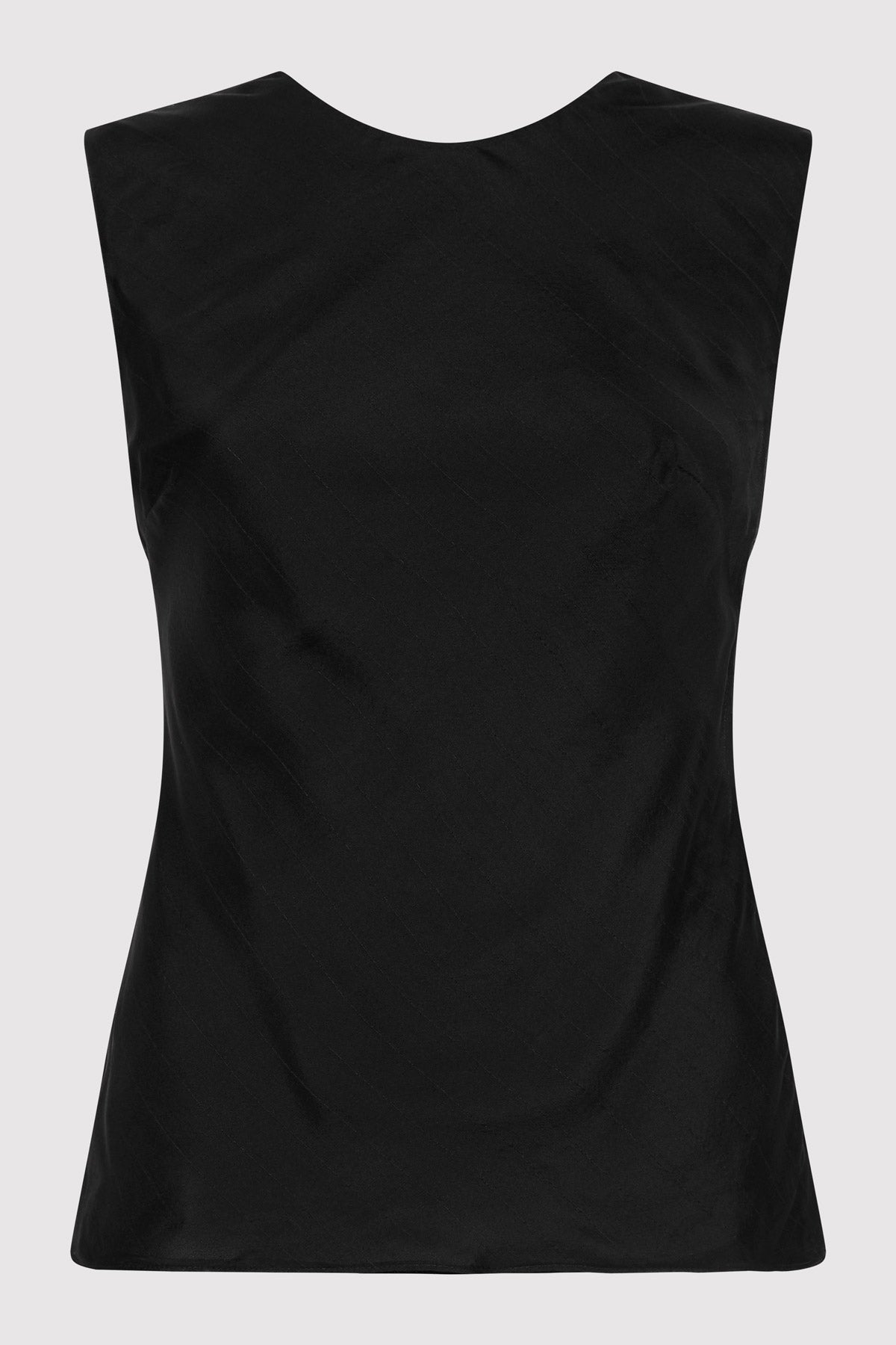 Pinstripe Silk Top - Black