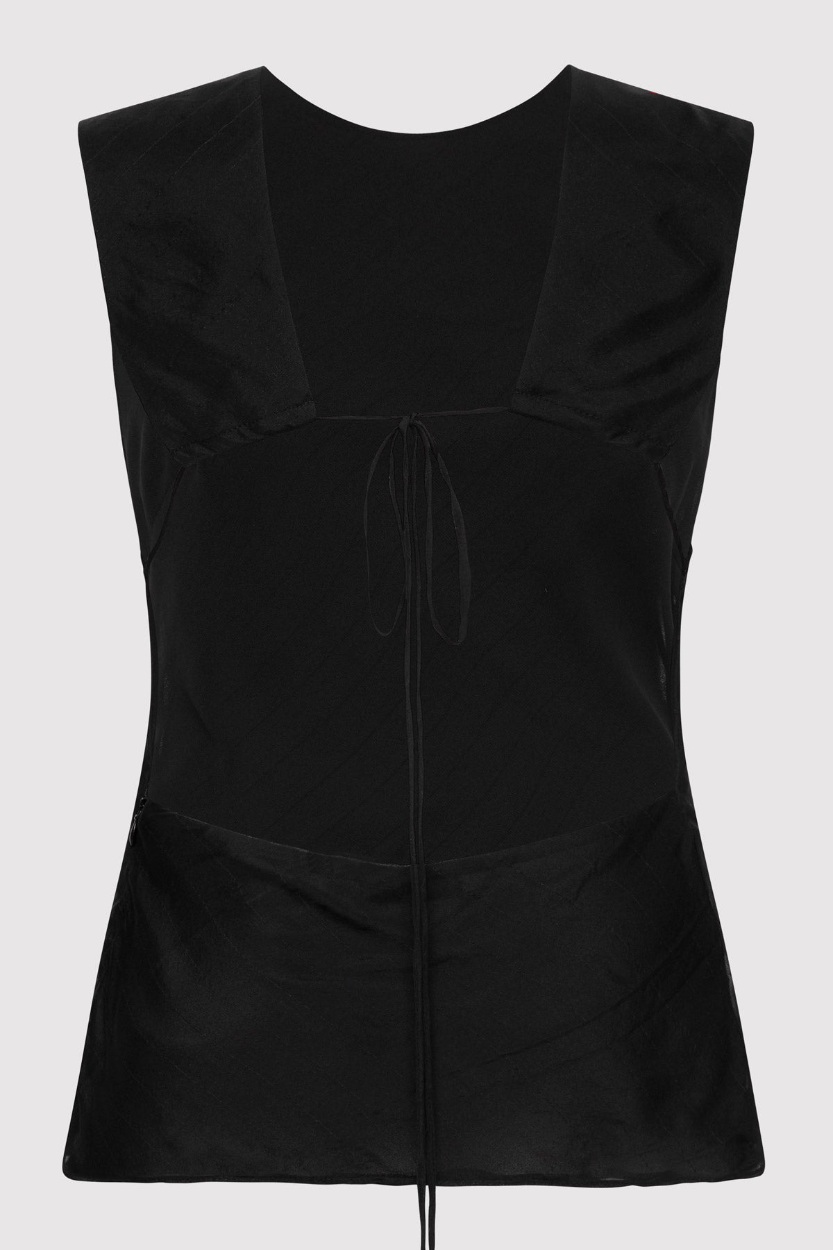 Pinstripe Silk Top - Black