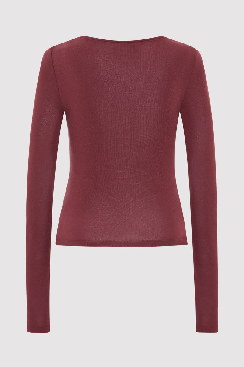 Bateau Long Sleeve Jersey Top - Currant