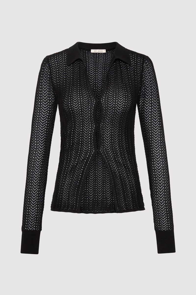 Textured Knit Shirt - Black