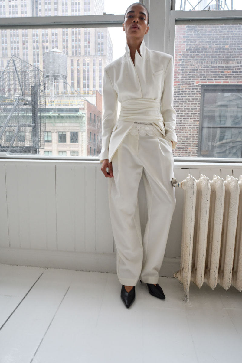 Tailored Pleat Pants - White