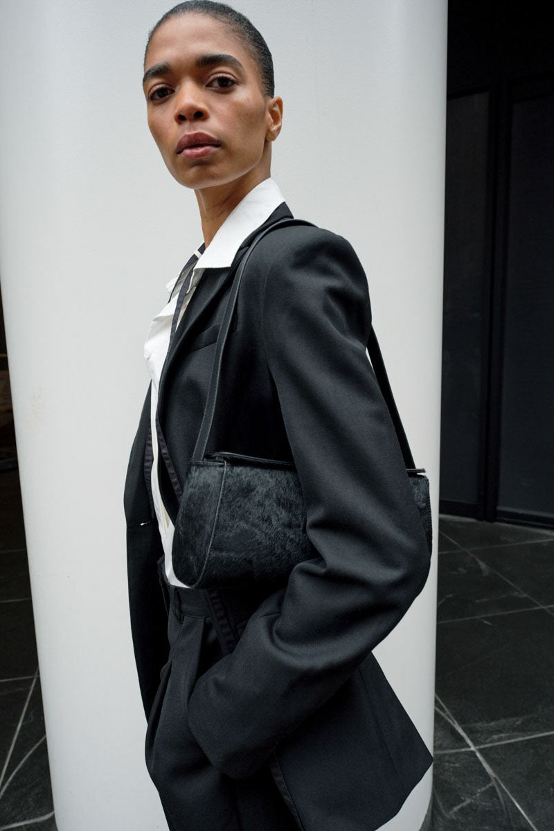 Pony Hair Baguette Bag - Black
