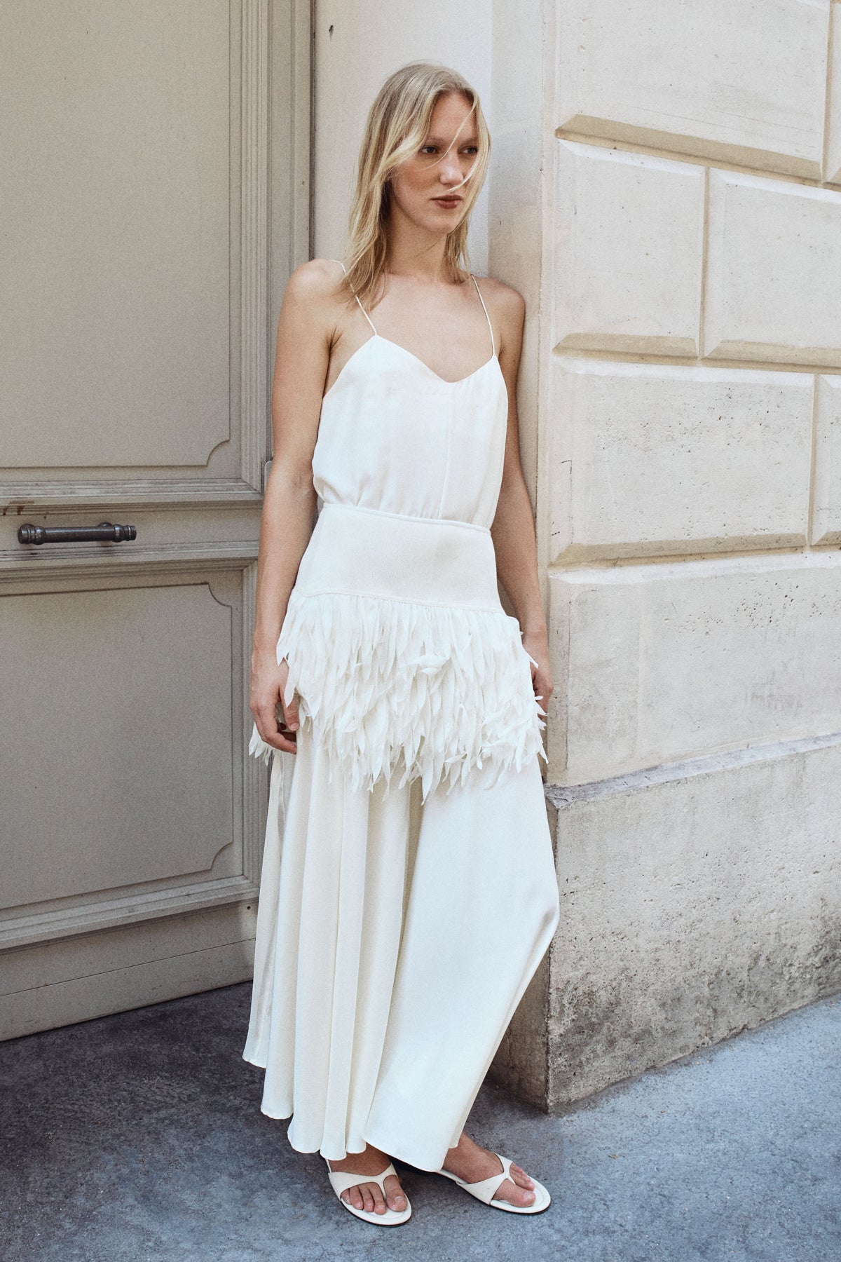 Silk Twill Relaxed Slip Dress - Milk