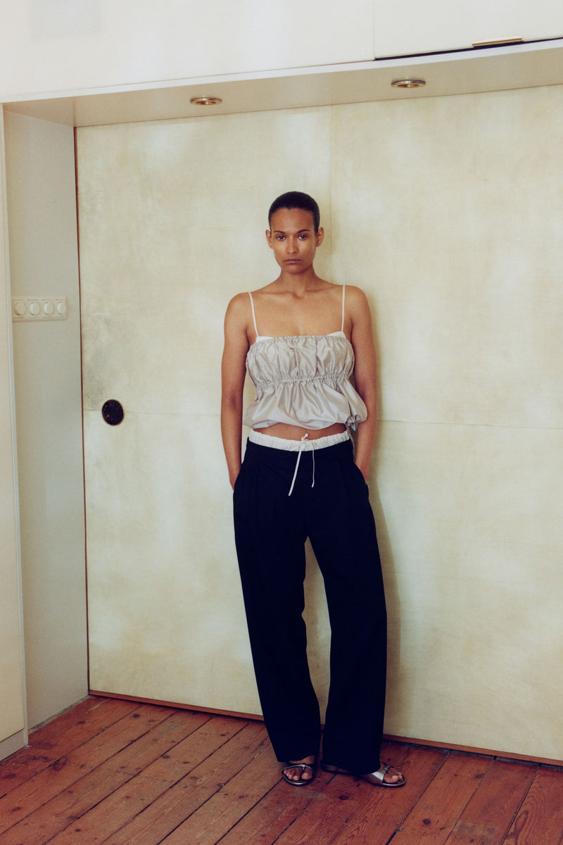 Layered Waist Balloon Pants - Black