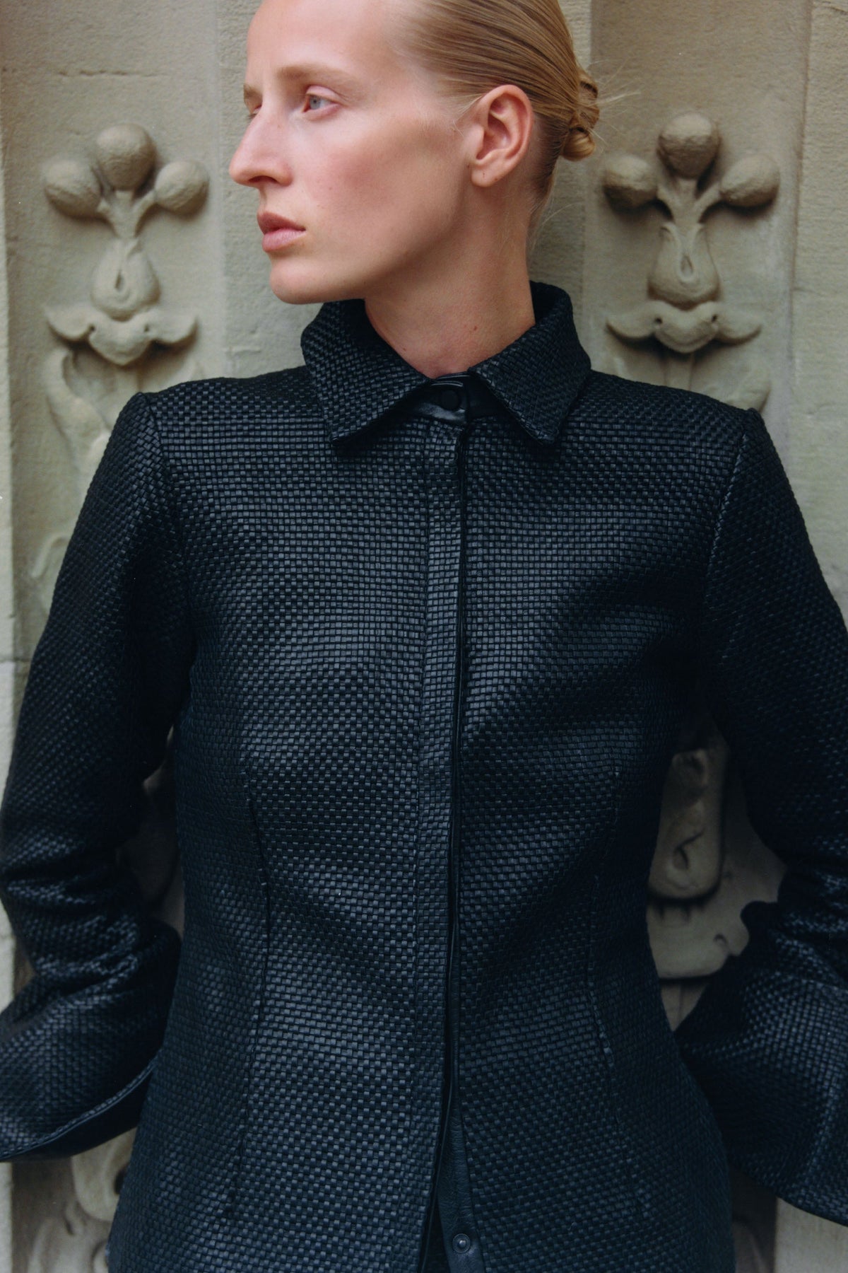 Woven Leather Shirt - Black