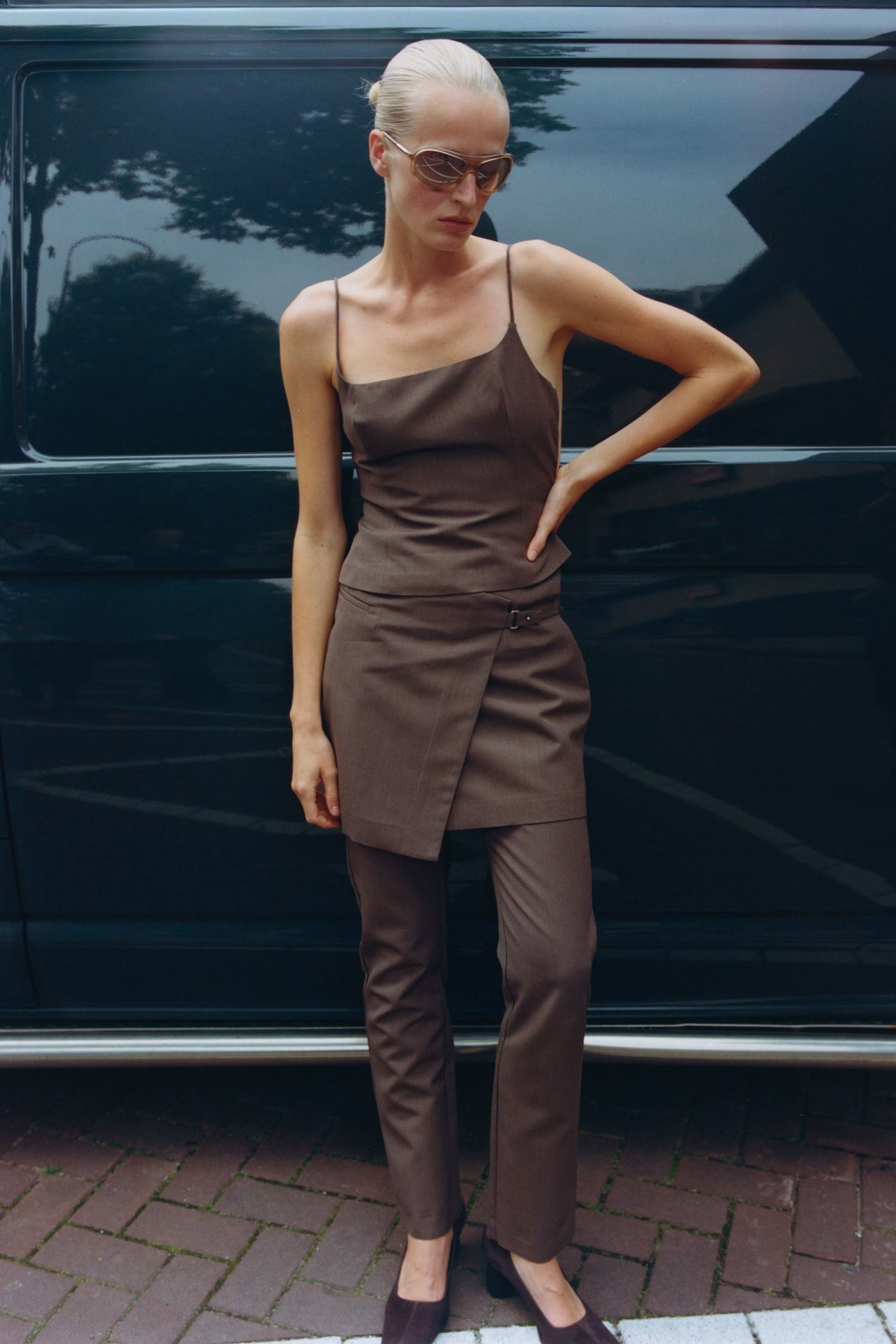 Silk Canvas Wrap Skirt - Mud