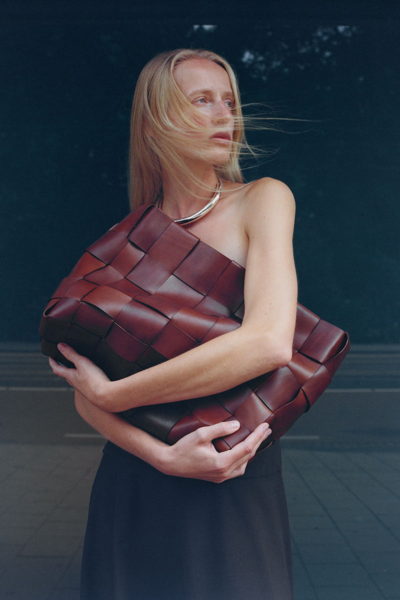 Woven Large Tote - Chestnut