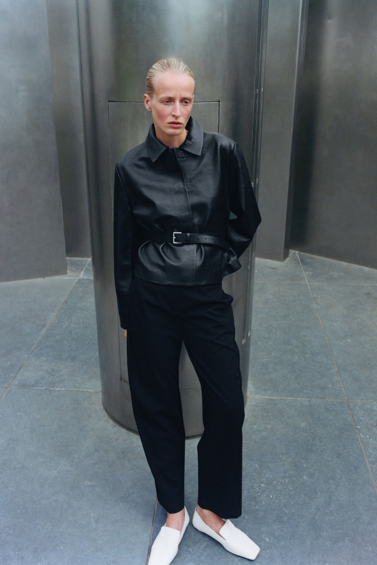 Leather Minimal Jacket - Black