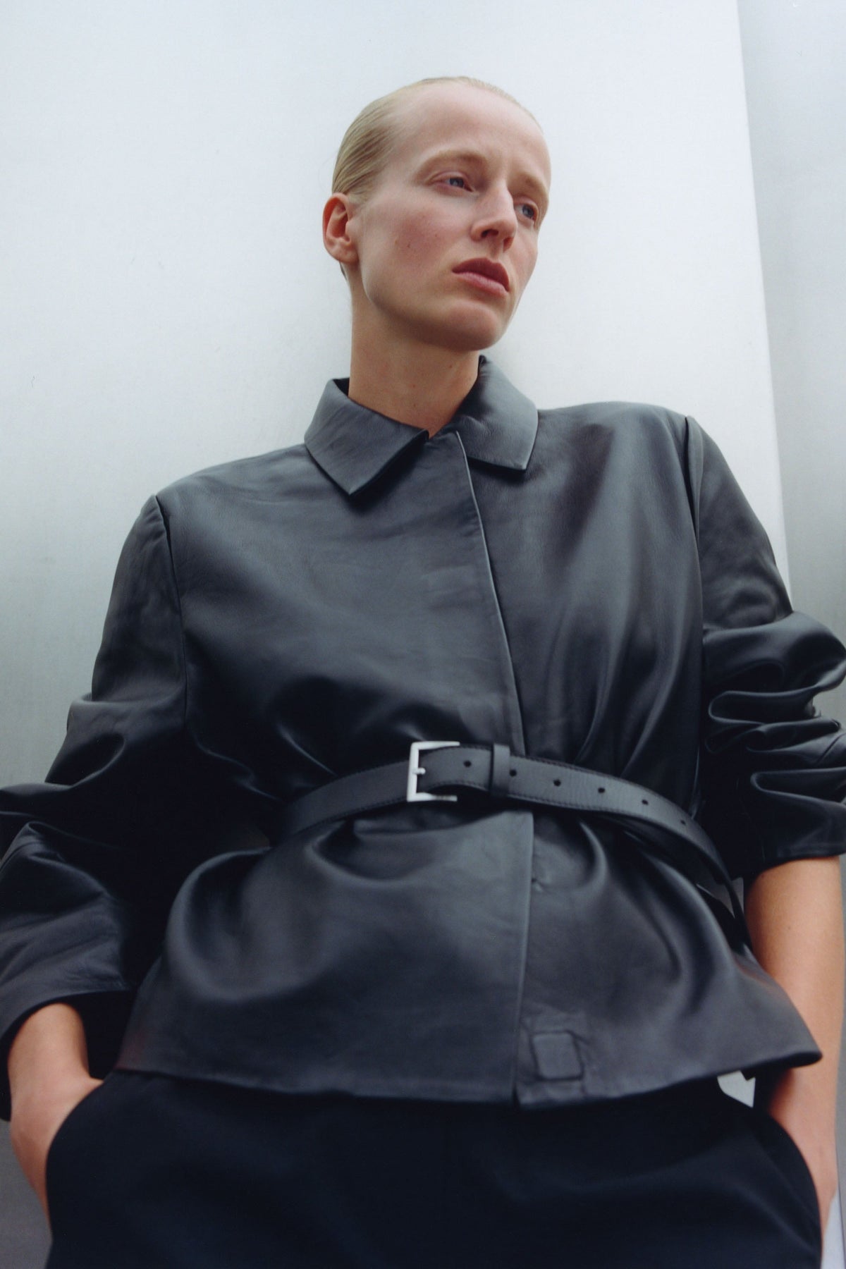 Leather Minimal Jacket - Black