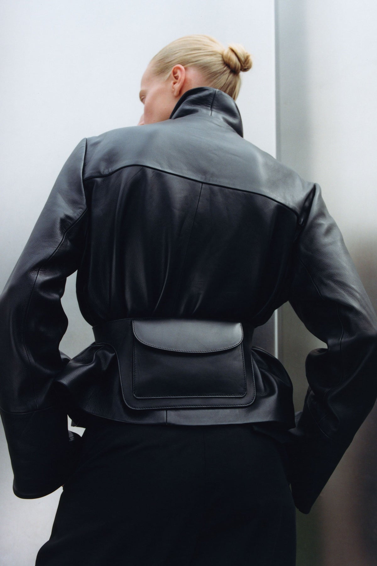 Leather Minimal Jacket - Black