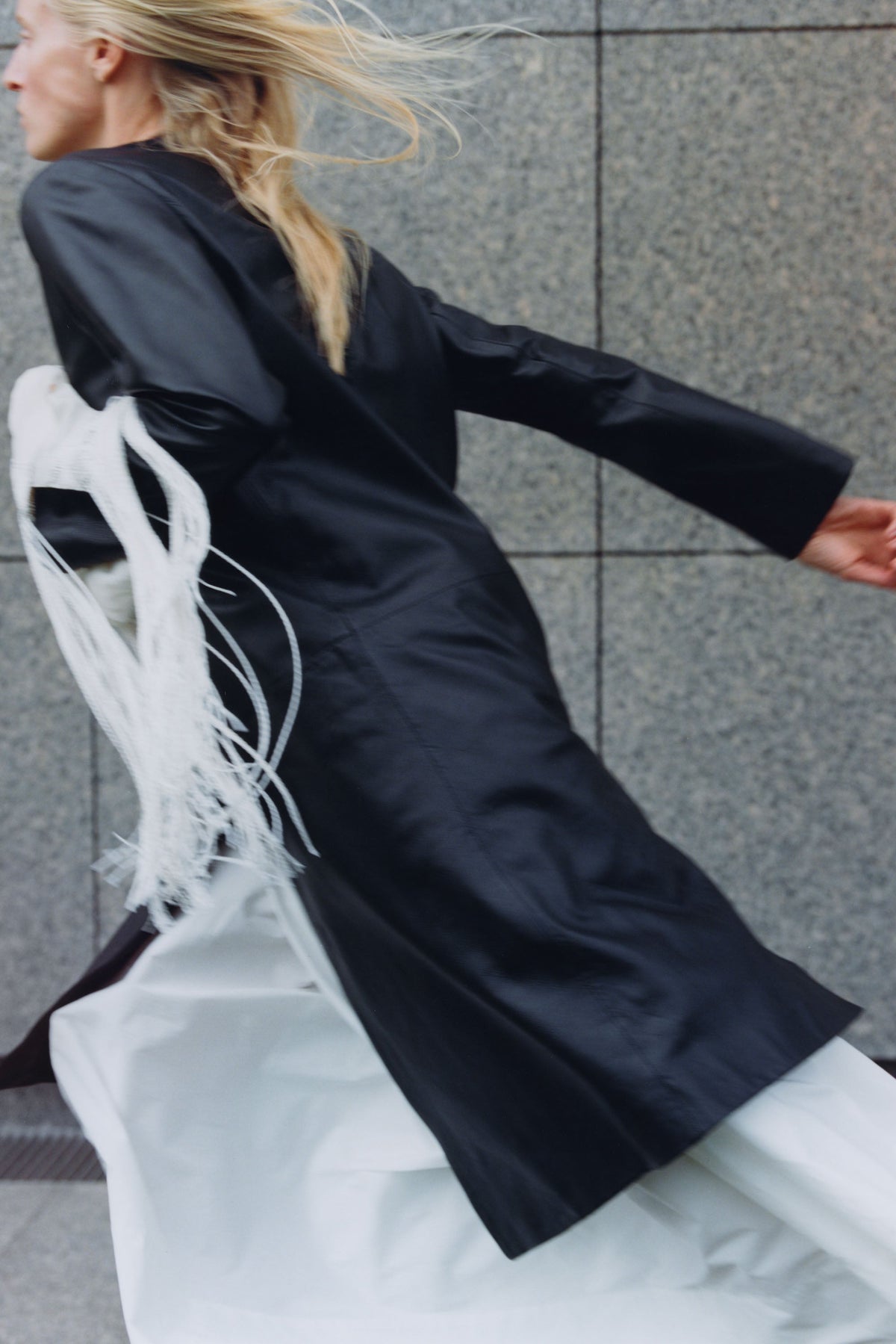 Leather Minimal Coat - Black