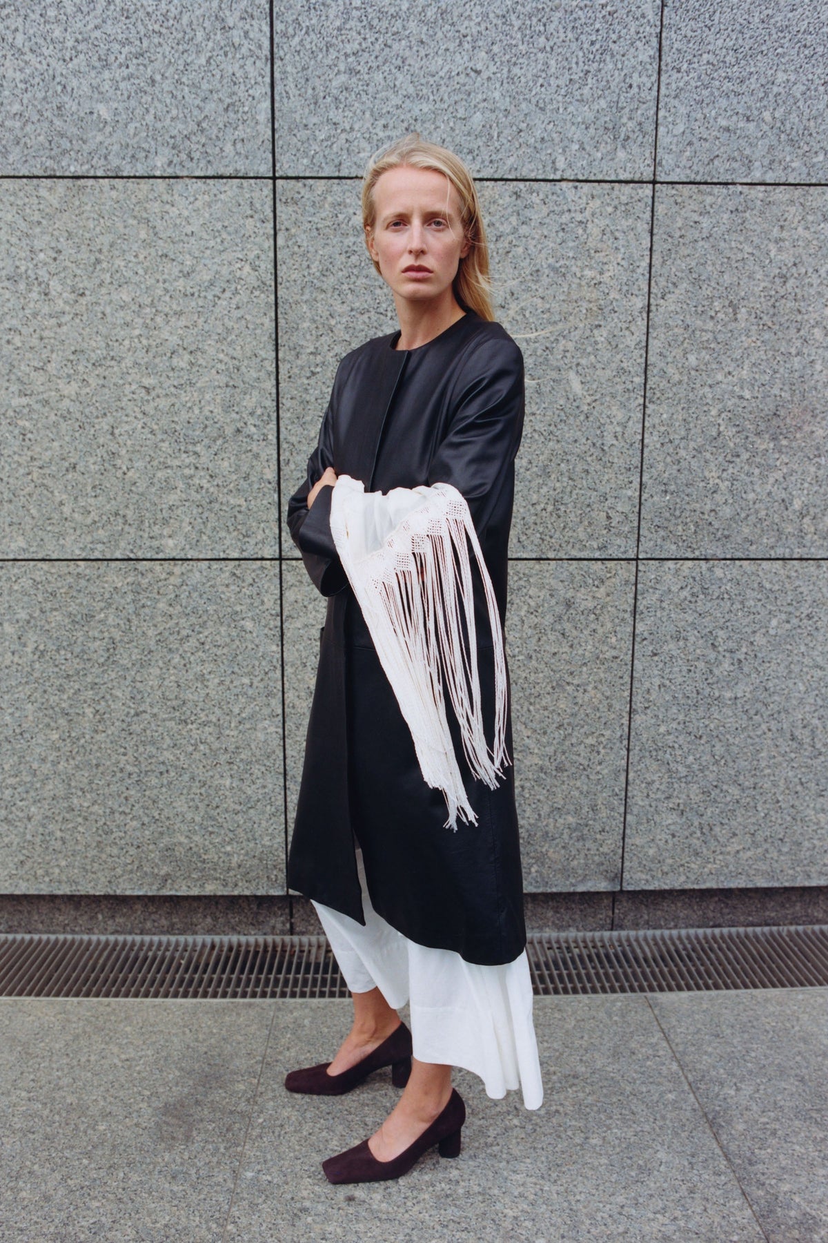 Leather Minimal Coat - Black