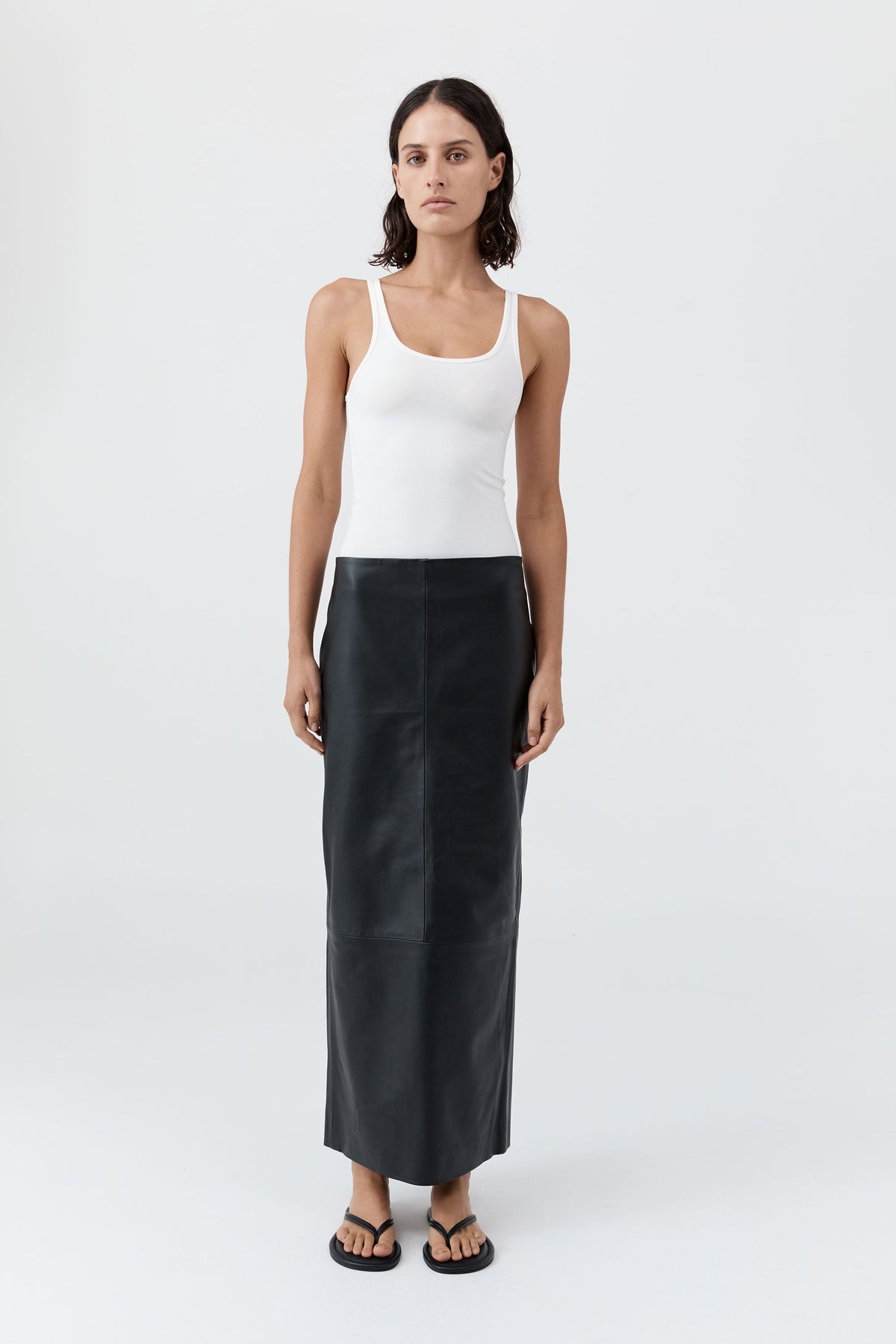 Soft Jersey Slim Scoop Tank - White