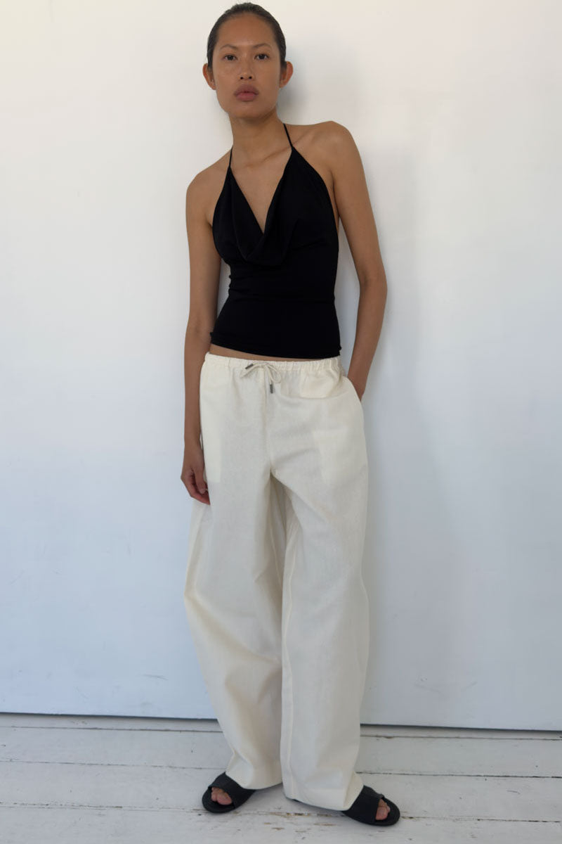 Fine Drawstring Relaxed Pants - Ivory