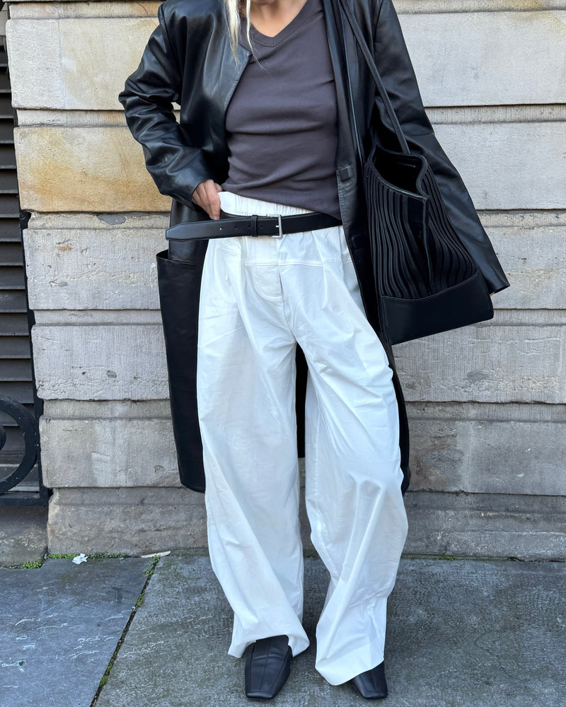 Leather Minimal Coat - Black