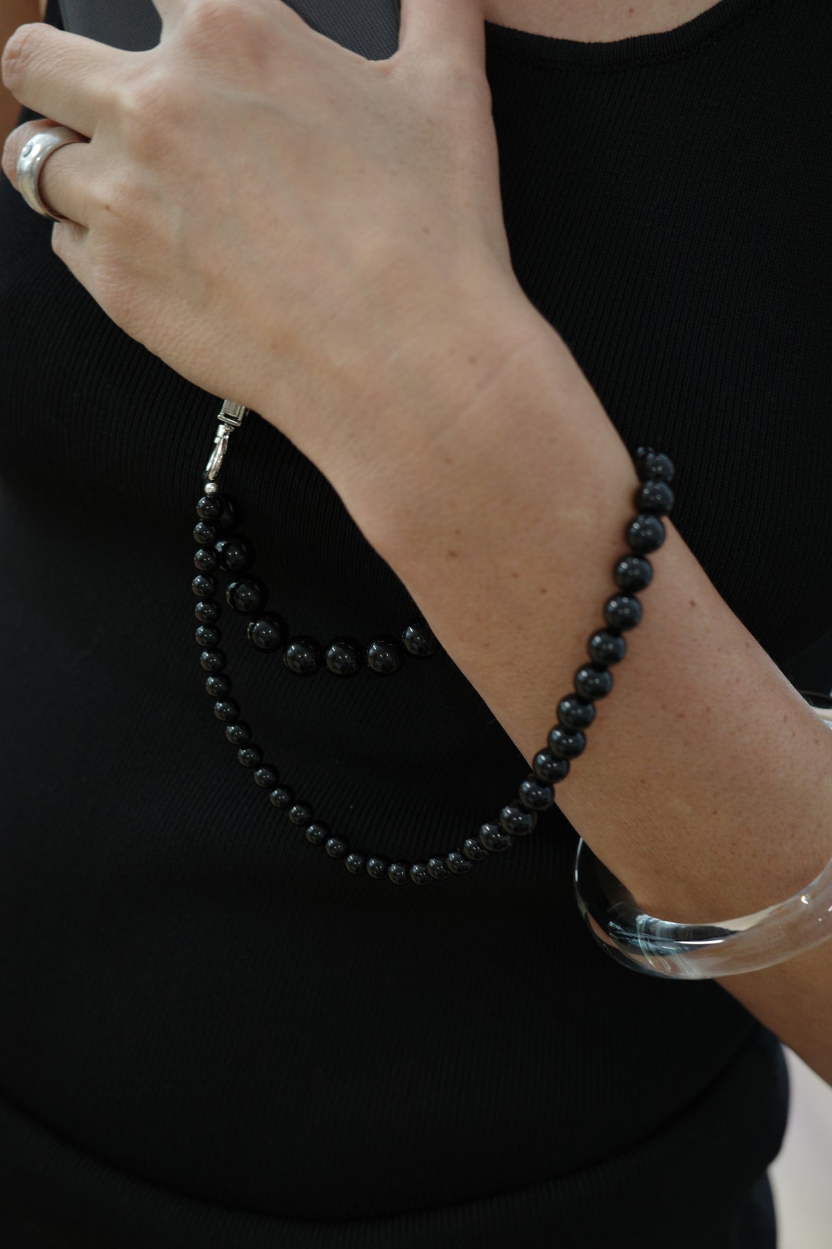 St Agni x Vermeer Celeste Phone Wrist Strap - Black Onyx