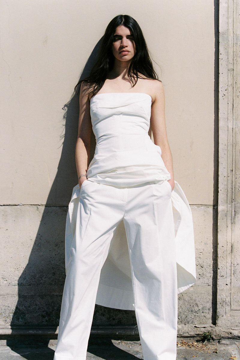 Cotton Barrel Leg Pants - Milk