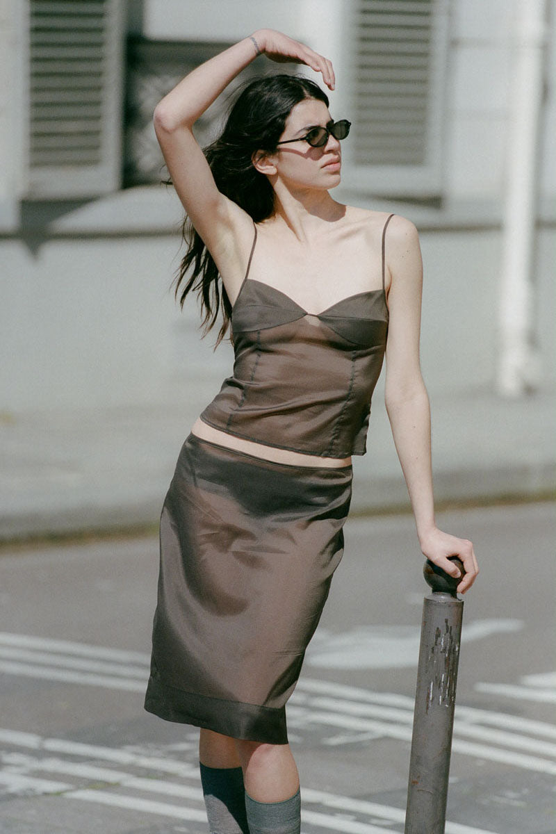 Transparent Silk Cami - Black Olive